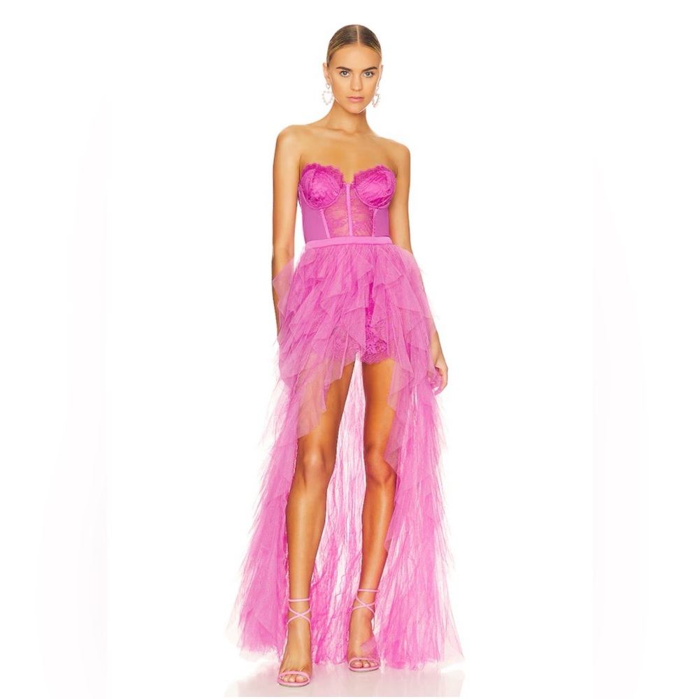 For Love And Lemons X Revolve Pink Strapless Bustier Dress